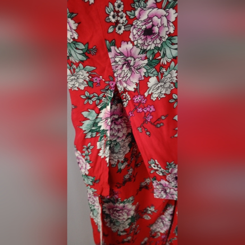 Floral Red Kimono Robe - Picture 3 of 7